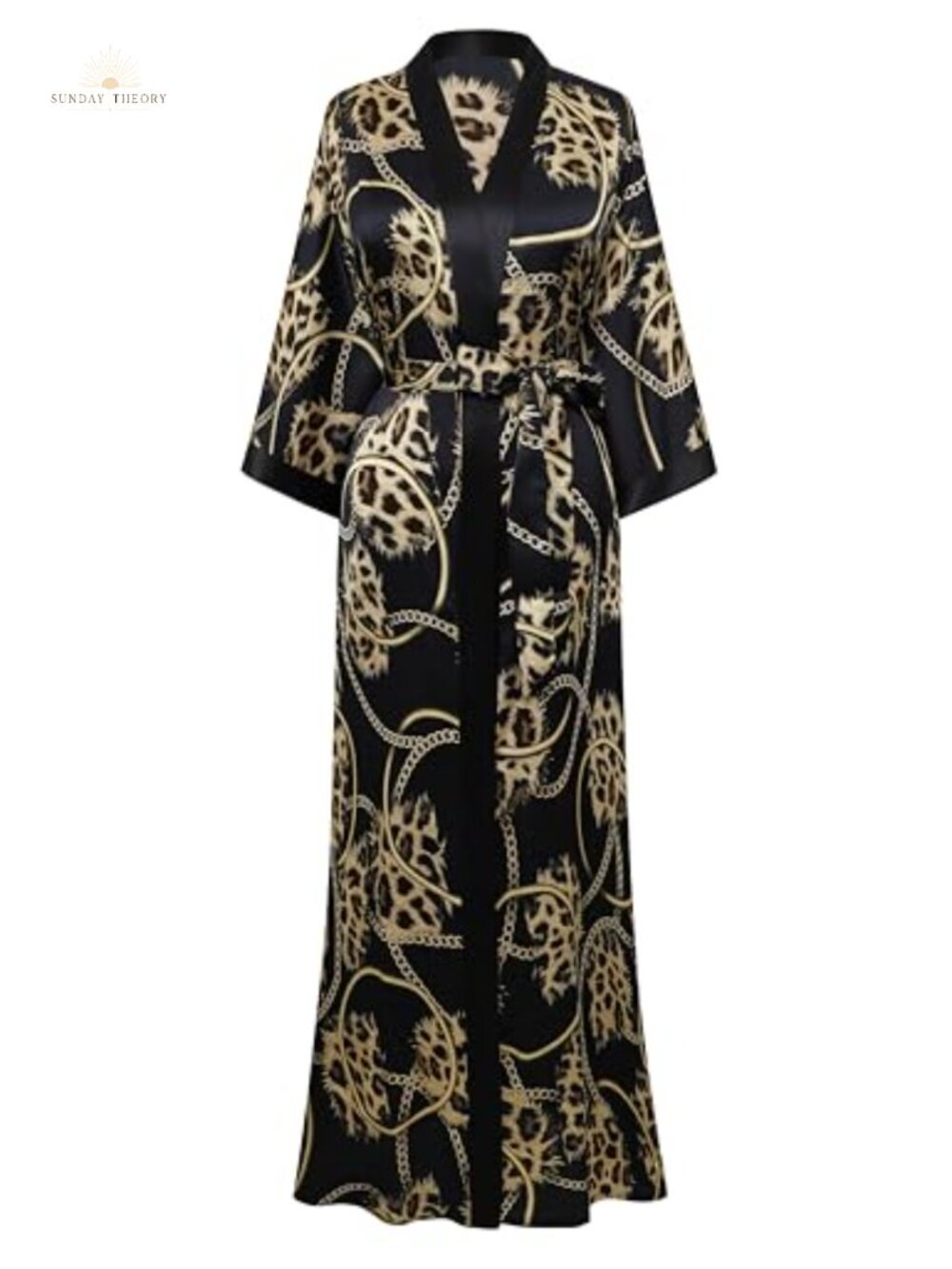 Long Satin Kimono Robe Silky Sleepwear Cover-Up Loungewear